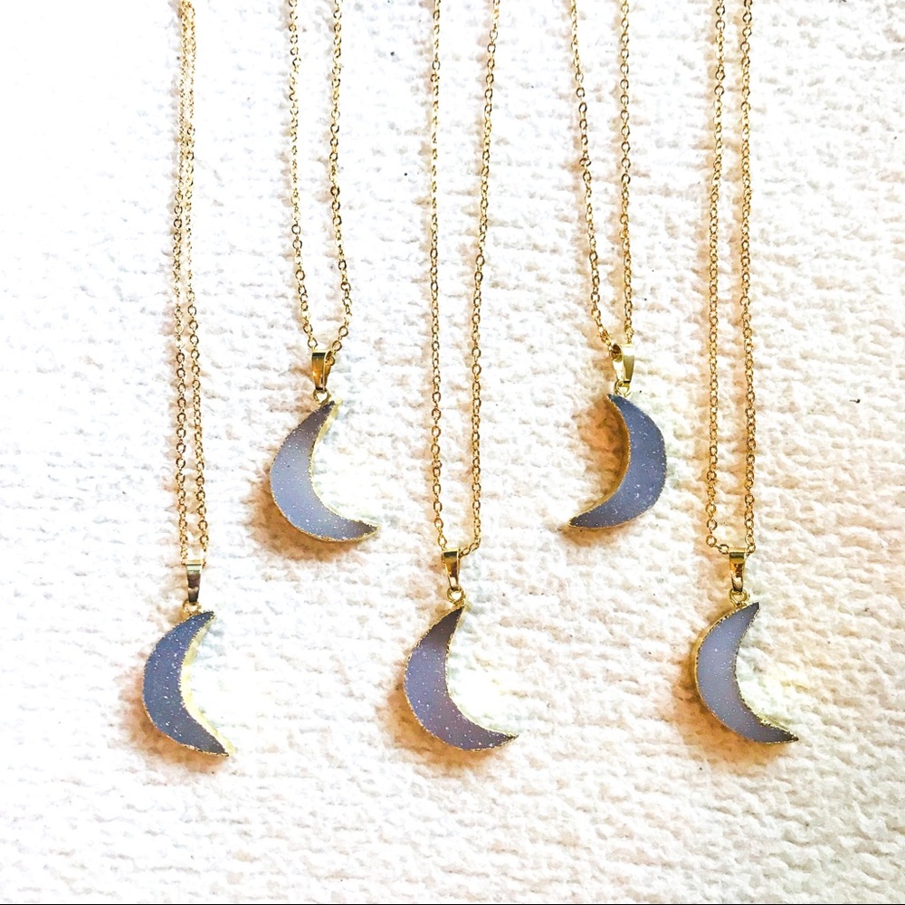 Druzy Crescent Moon Necklace